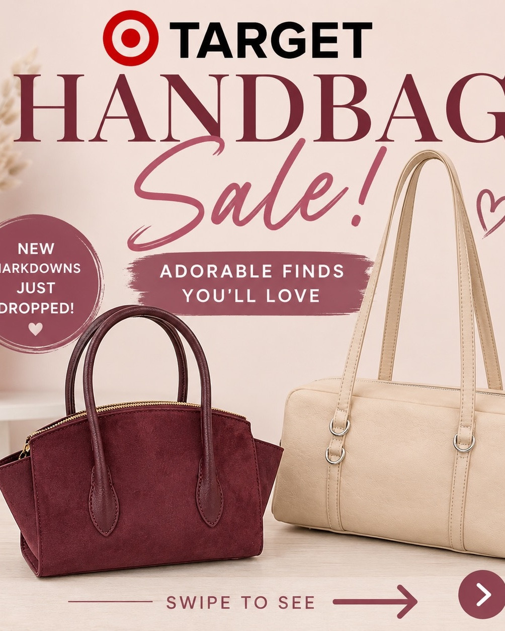 🚨 TARGET HANDBAG SALE! 🚨

RUN because some of the cutest handbags are 20% OFF right now! 😍👜

The BEST colors for fall, gorgeous suede + leather-look styles, and so many bags that look way more expensive than they are. 🤎🍷

At 20% off, I wouldn’t wait—grab your favorites before they’re gone!

💌 Comment HANDBAG and I’ll send you the links to shop!

#TargetFinds #TargetStyle #HandbagSale #AffordableFashion #FallStyle