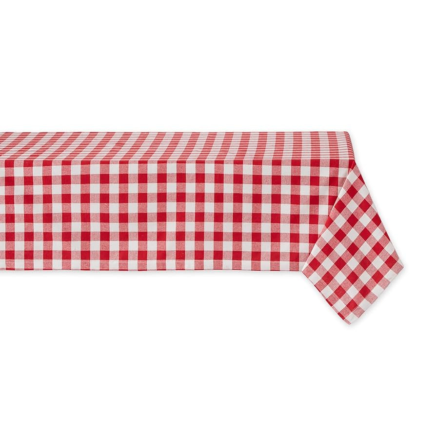 DII Checkered Tabletop Collection 100% Cotton, Machine Washable, Tablecloth, 60x84, Red | Amazon (US)