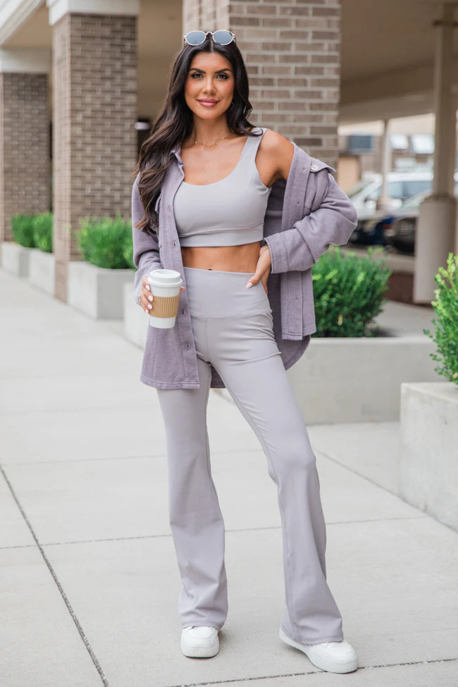 Learn As You Go Taupe Acid Wash Knit Shacket | Pink Lily