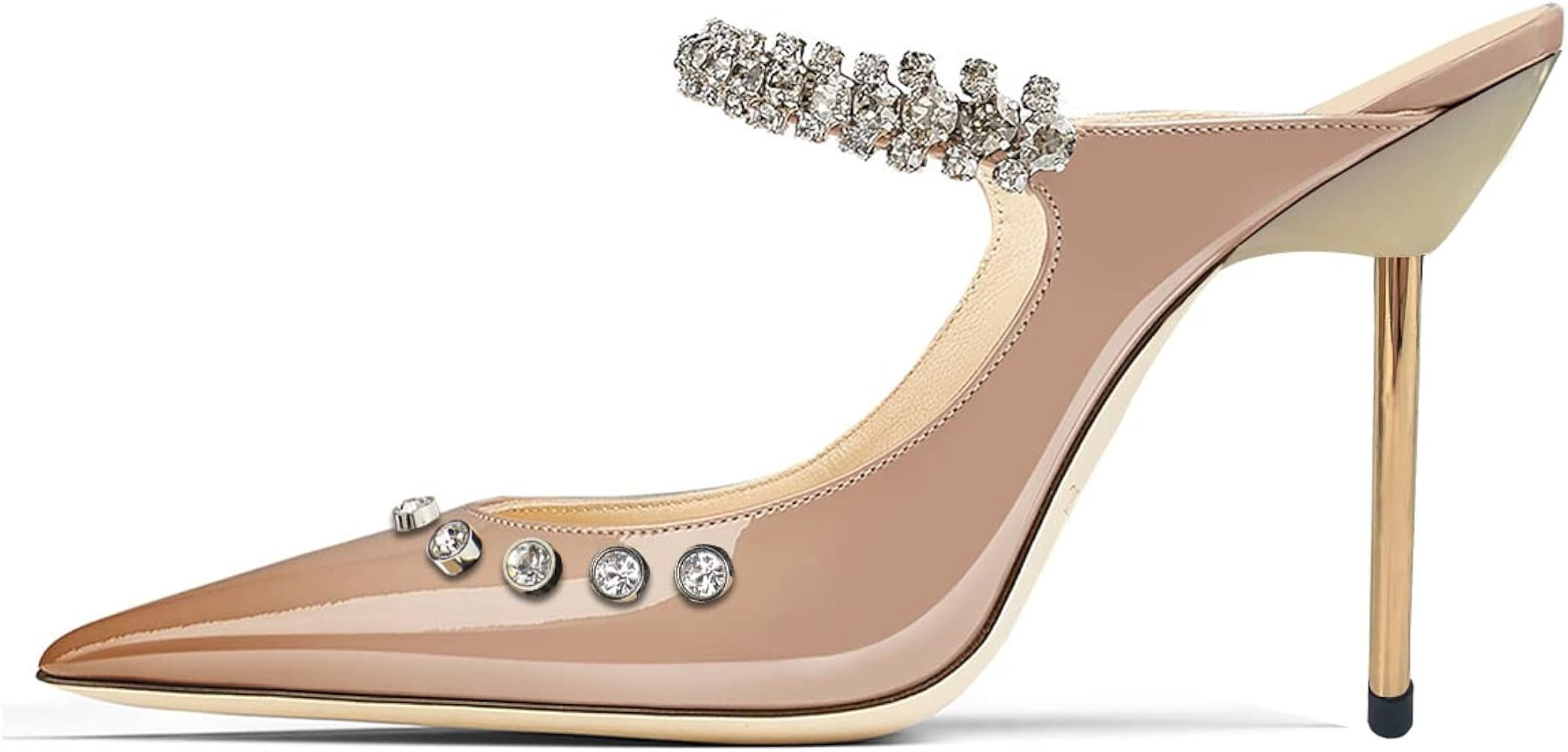 FOWT Rhinestone Mules for Women High Stiletto Heels Crystal Pumps Closed Pointed Toe Strappy Slin... | Amazon (US)