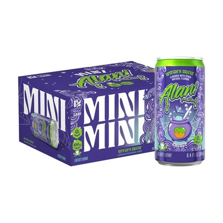 Alani Nu Sugar Free Energy Drink Mini, Witch's Brew, 8.4 fl oz, 12 Pack, Cans, 100mg Caffeine | Walmart (US)