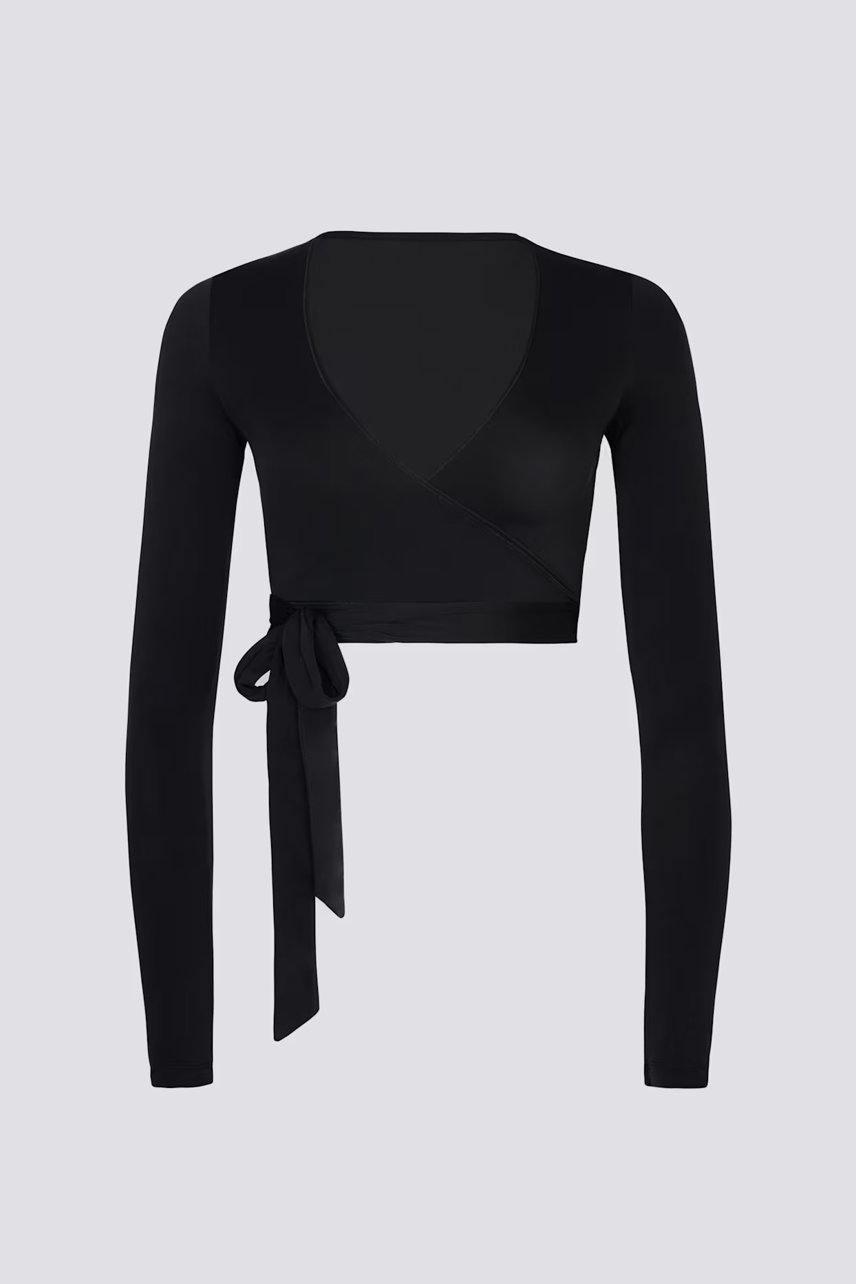Soft Jersey Wrap Crop Top in Black | Oh Polly