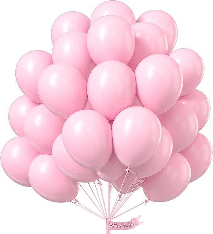 PartyWoo Pastel Pink Balloons, 50 pcs 12 Inch Pink Balloons, Baby Pink Balloons for Balloon Garla... | Amazon (US)