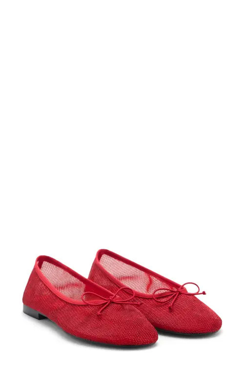 MANGO Mesh Ballerina Flat in Red at Nordstrom, Size 9Us | Nordstrom