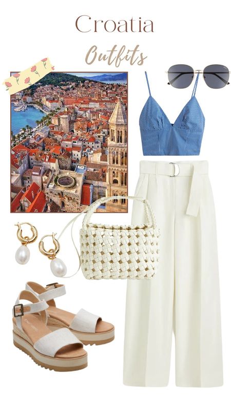 Croatia outfit, vacation outfit, blue brallete, white pants, summer outfits, summer fashion  

#LTKFindsUnder50 #LTKStyleTip #LTKTravel