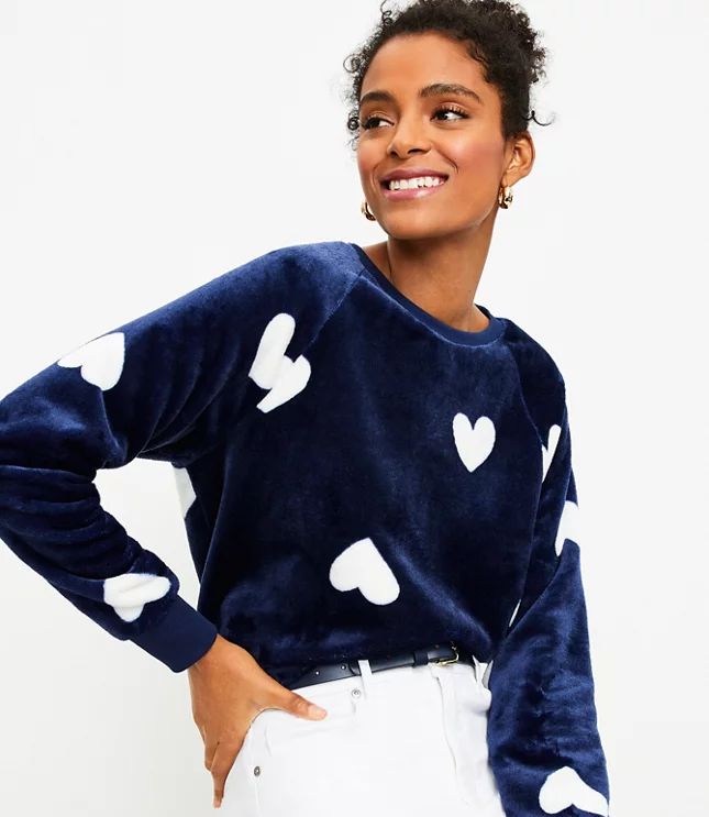 Faux Fur Heart Sweatshirt | LOFT