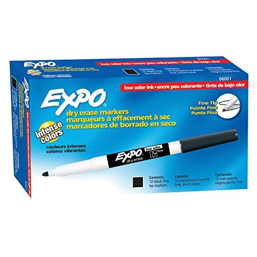 EXPO 86001 Low Odor Dry Erase Marker, Fine Point, Black (Pack of 12) | Amazon (US)