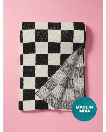 50x60 Checkerboard Knit Throw | HomeGoods