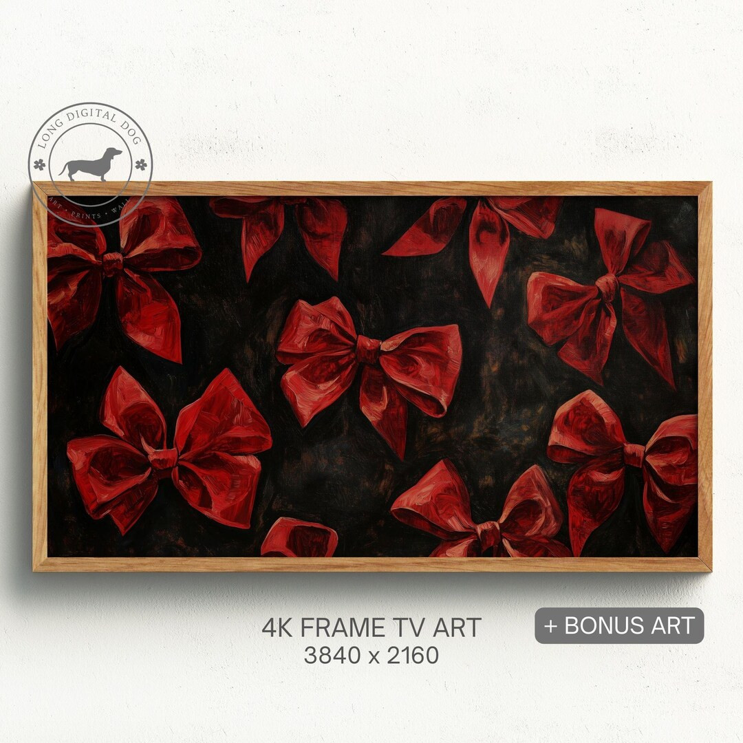 Valentines Coquette Bow Frame TV Art Valentine's Day Red Bows Samsung Frame TV Art Holiday Décor... | Etsy (US)