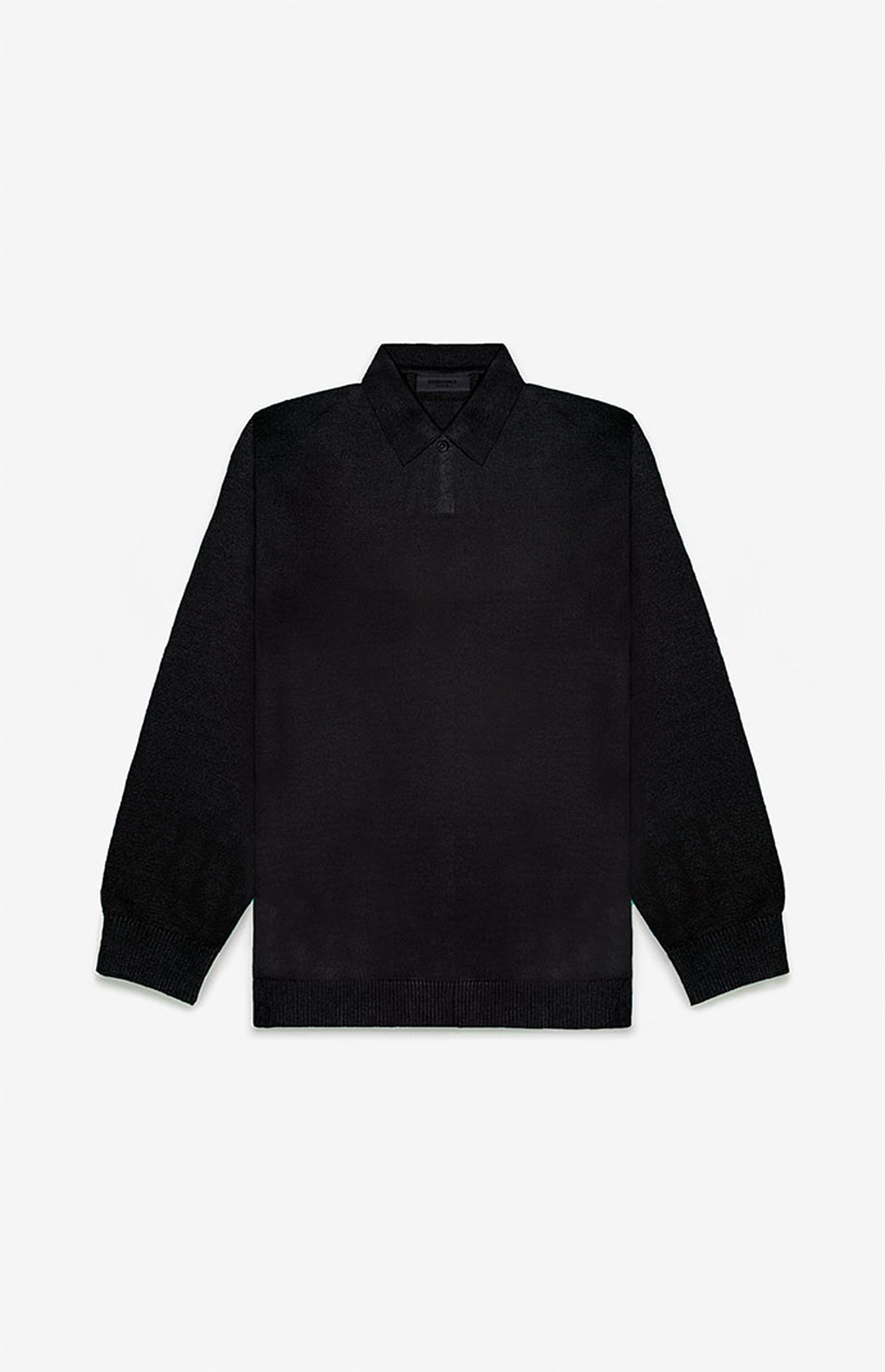 Fear of God Essentials Jet Black Knit Polo Sweater | PacSun