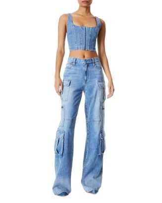 Alice and Olivia Breslin Denim Corset Top & Cay Baggy Cargo Jeans Women - Bloomingdale's | Bloomingdale's (US)