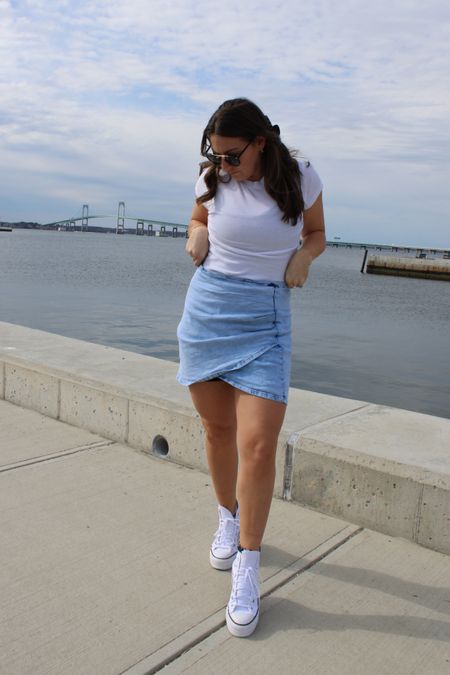 Spring outfit idea - denim skirt, white sneakers 

Converses Easter spring dress casual outfit 

#LTKFind #LTKFestival #LTKSeasonal
