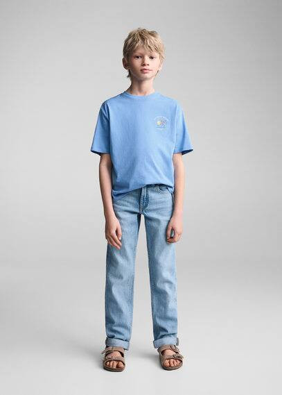 MANGO KIDS - Printed cotton-blend T-shirt blue - 13-14 years - Kids | Mango (US/MX/AU)