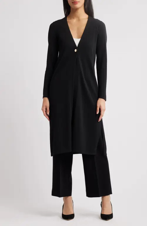 Anne Klein One-Button Duster Cardigan in Anne Black at Nordstrom, Size X-Large | Nordstrom