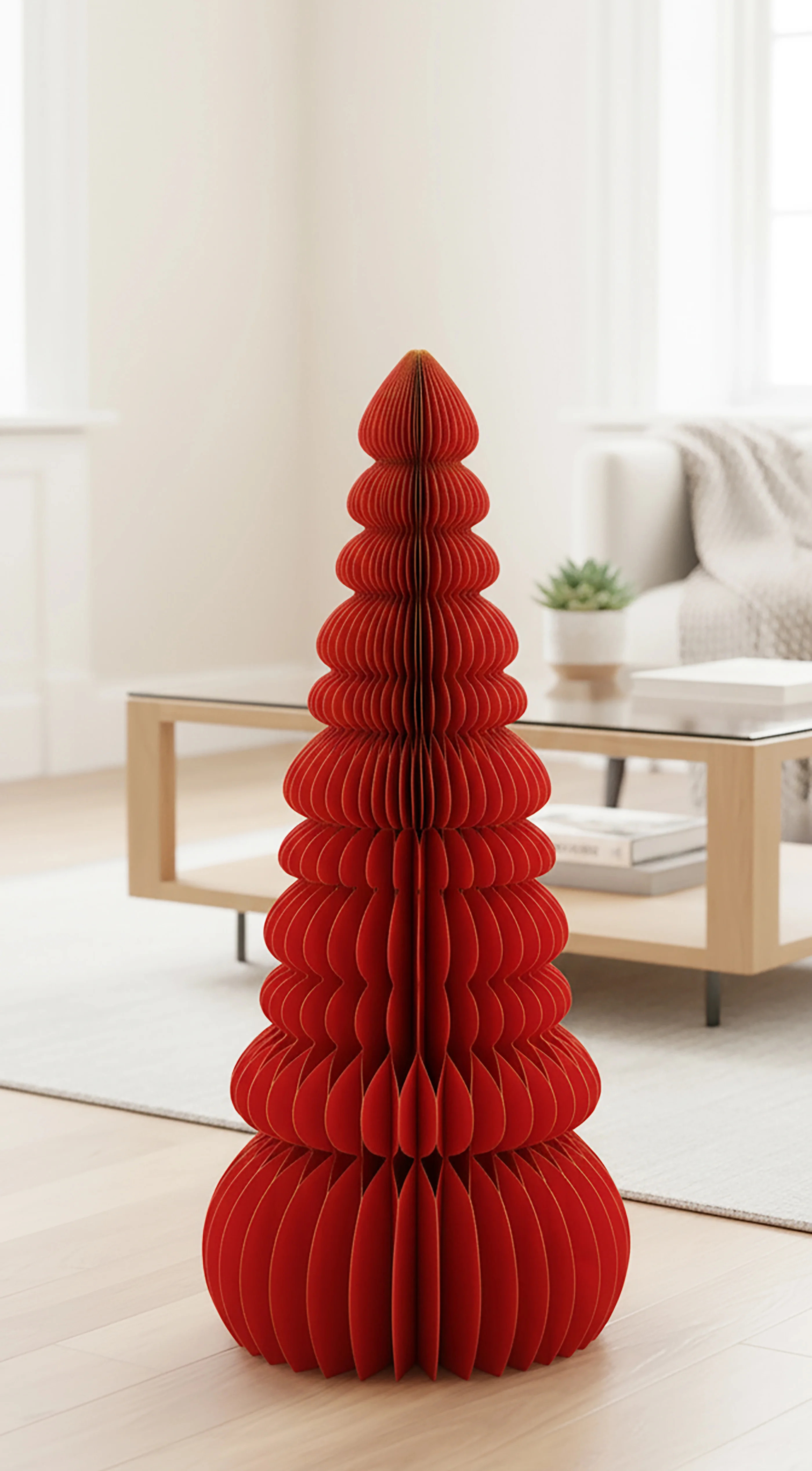 Honeycomb Paper Tree Christmas Decoration, Red, 35", by Holiday Time | Walmart (US)