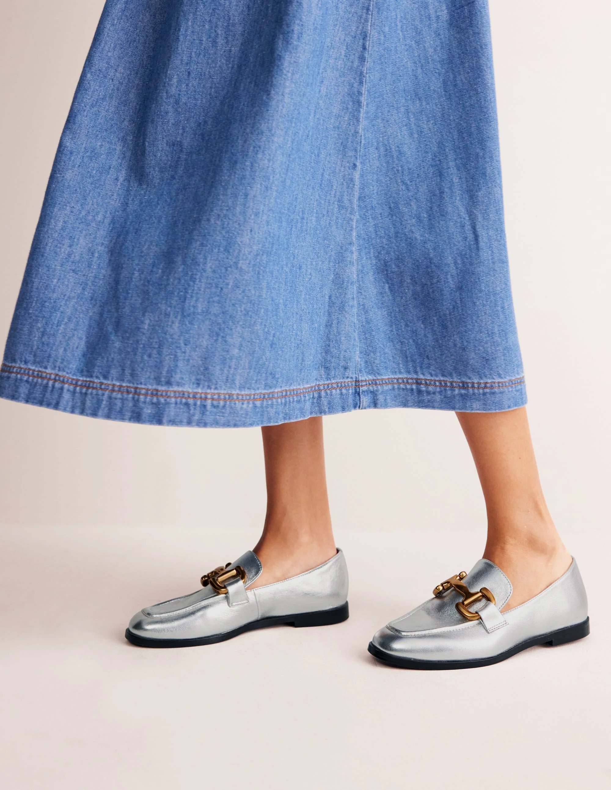 Iris Snaffle Loafers-Silver | Boden (US)