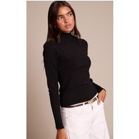 Black Fine Knit High Neck Jumper | PrettyLittleThing UK