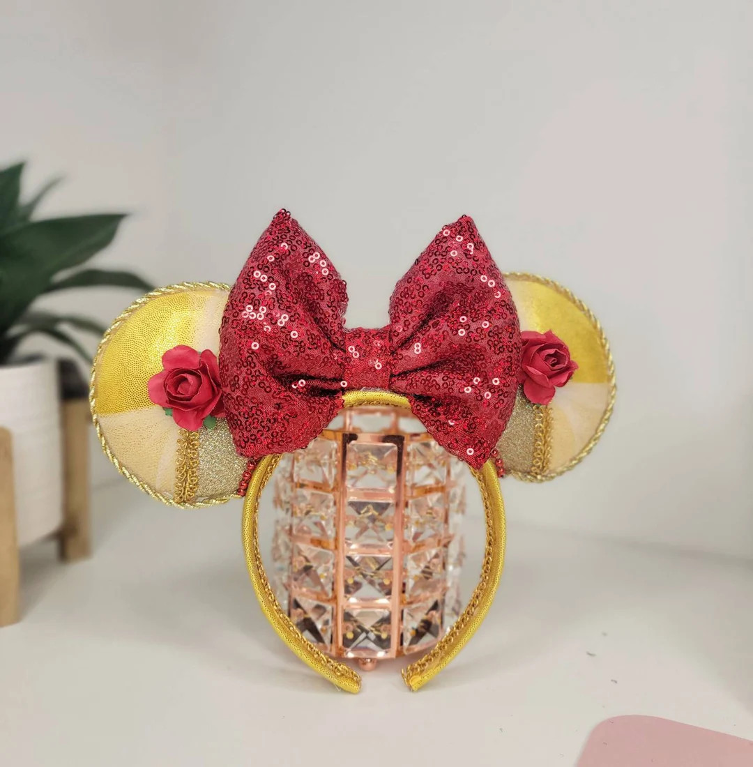 Belle Inspired Mouse Ears, Beauth and the Beast Ears, Belle Ears, Disney Inspired, Princess Ears,... | Etsy (US)