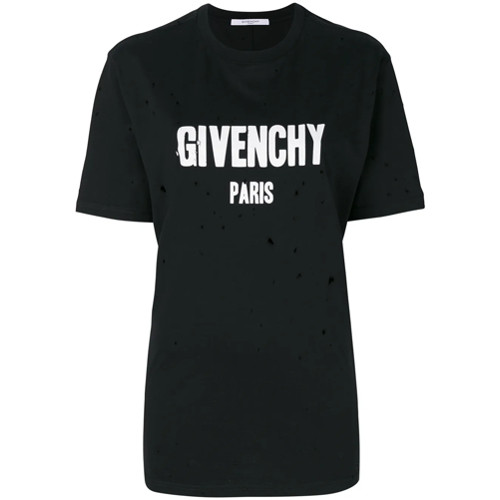 Givenchy distressed logo print T-shirt - Black | Farfetch EU