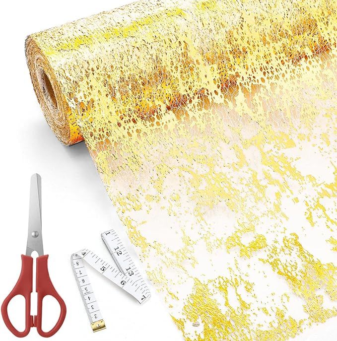 Metallic Gold Thin Table Runner with Scissors and Soft Ruler Glitter Gold Table Runners Gold Tabl... | Amazon (US)