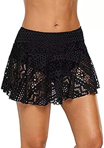 Lopie Women Lace Crochet Swim Skirt Bikini Bottom Swimsuit Board Shorts Skort Swimdress | Amazon (US)