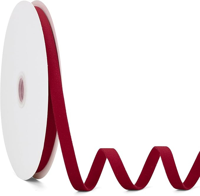 Burgundy Velvet Ribbon Double Faced, 3/8 Inch x 20Yd, Great for Christmas, Wedding Decoration, Gi... | Amazon (US)