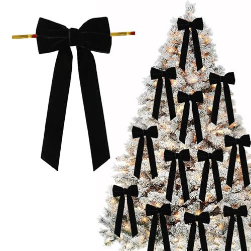 AFASITEN 24PCS Black Velvet Bows for Christmas Tree - Premium Velvet Tree Bows, Holiday Decorations for Xmas Tree, Wreaths & Gifts | Amazon (US)