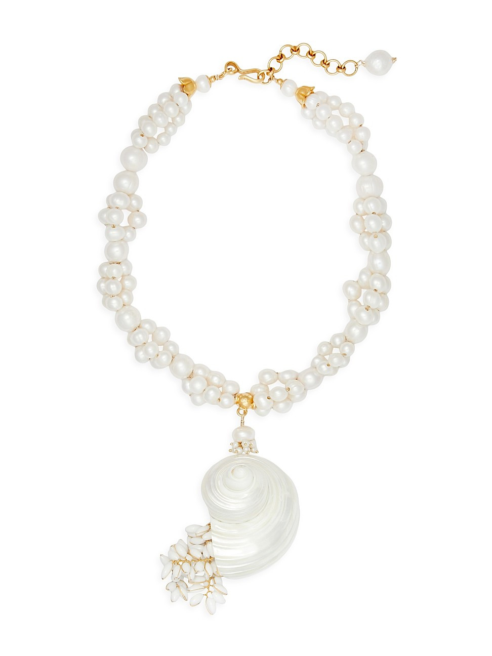 Women's Caspian 24K Gold-Plated, Freshwater Pearl, Glass Bead & Shell Necklace - White - White | Saks Fifth Avenue