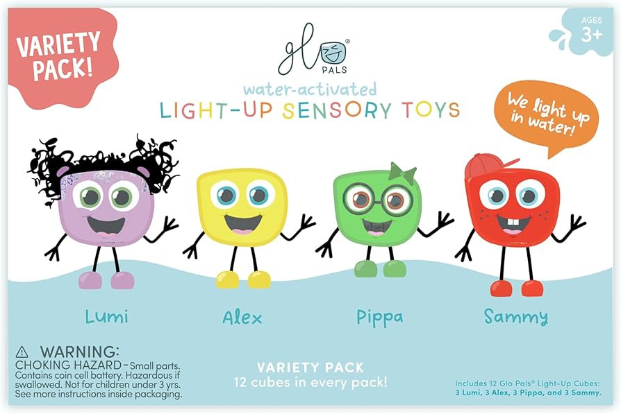 Glo Pals Water-Activated Light-Up Cubes for Sensory Play – 12 Pack | Amazon (US)