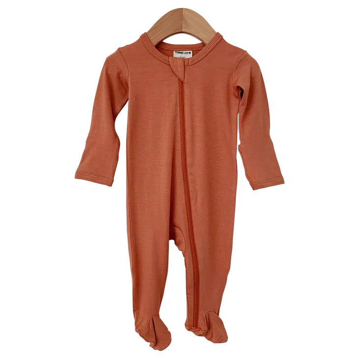 Basic Zipper Footie, Rust | SpearmintLOVE