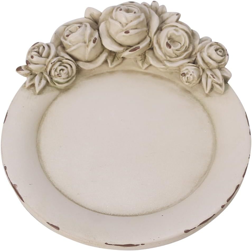 Vintage Tray Antique Trinket Dish, Round Small, Rings Earrings Holder With Sophisticated 3D Flora... | Amazon (US)