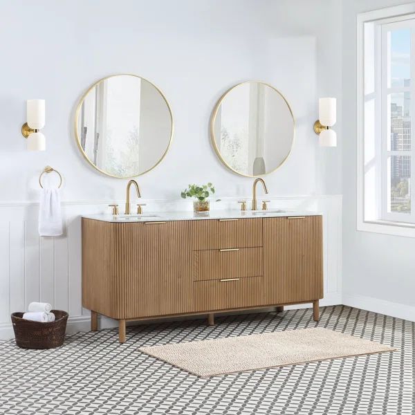 Nova 72'' Double Bathroom Vanity with Carrara Marble Top | Wayfair North America