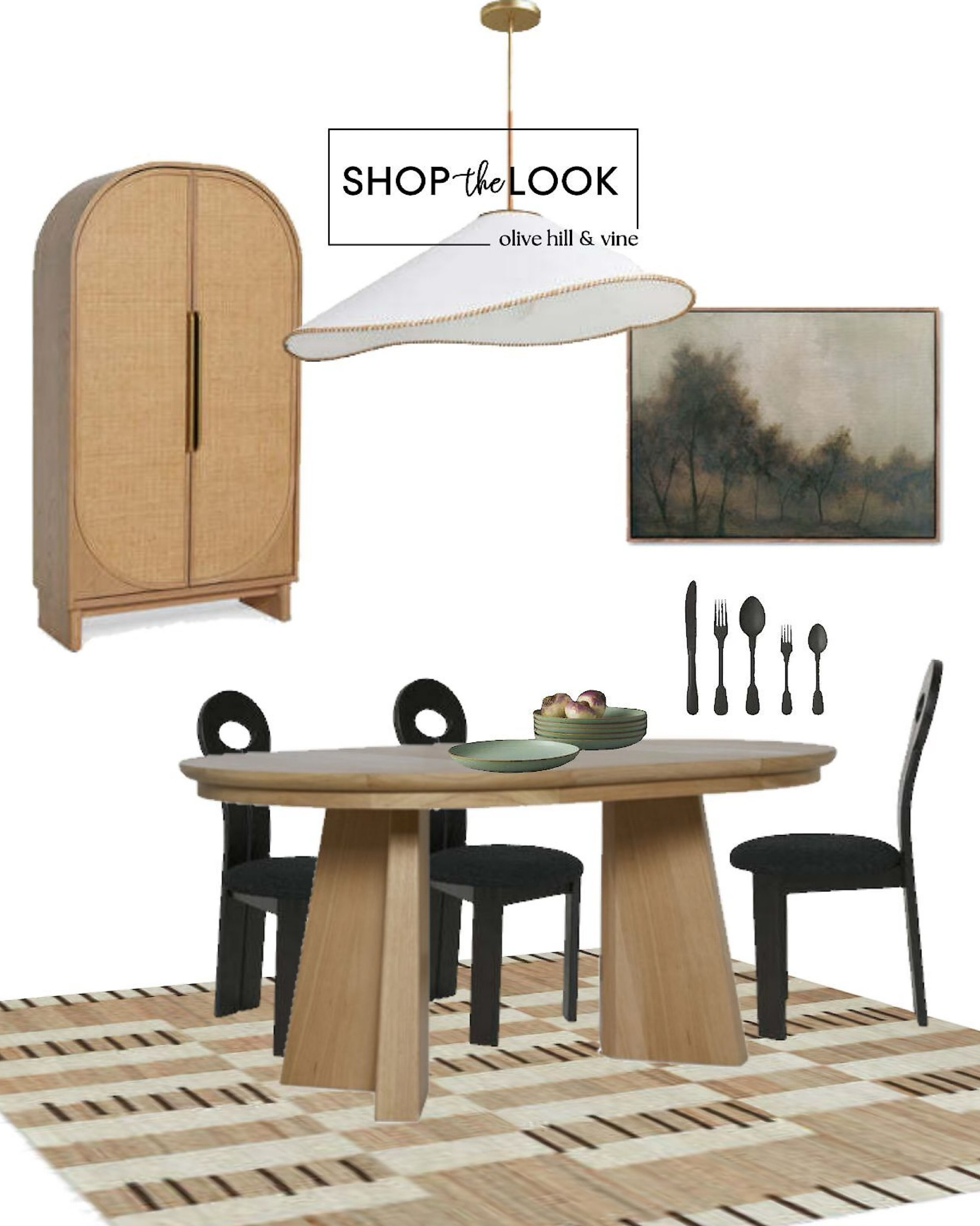 Revamp your dining space with chic vibes! Loving these eyelet-style chairs and the extendable oval table for a sculptural touch. Illuminate with this pendant light featuring organic lines. Add an oak cabinet with grasscloth panels and moody tree artwork against a pale sky for a trendy, nature-inspired ambiance.

#LTKhome #LTKfamily #LTKstyletip