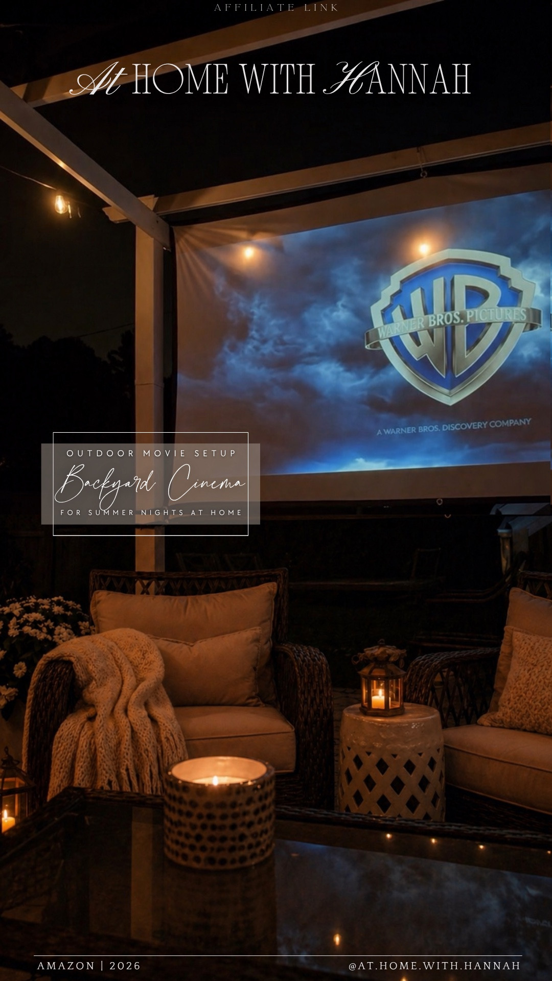 backyard cinema setup • outdoor projector screen • cozy movie night seating • summer nights at home

This backyard cinema setup is one of my favorite ways to make summer nights at home feel special. A projector, screen, cozy seating, soft lighting, blankets, and a few little extras completely turn the backyard into an outdoor movie night space.

If you’re shopping for:
• backyard movie setup
• outdoor projector screen
• outdoor movie night ideas
• backyard cinema
• summer nights at home
• outdoor projector setup
• cozy backyard ideas
• patio movie night
• Amazon backyard finds

Everything for a cozy backyard movie night setup is linked here 🤍





•
•
backyard movie setup • outdoor projector screen • outdoor movie night ideas • backyard cinema • summer nights at home • outdoor projector setup • cozy backyard ideas • patio movie night • Amazon backyard finds • outdoor movie theater • backyard entertainment ideas • summer backyard setup • outdoor living finds

#BackyardMovieNight #OutdoorMovieSetup #BackyardFinds #SummerBackyard #OutdoorLiving

#LTKdayinmylife #LTKHome #LTKSeasonal