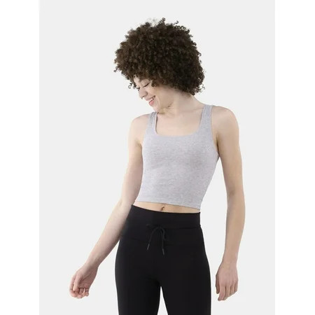 No Boundaries Cotton Stretch Ribbed Cropped Tank Top, Women's XS-3XL | Walmart (US)