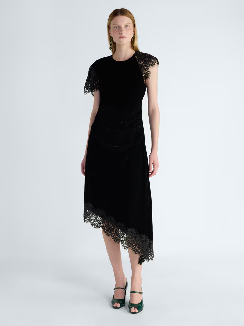 Scoop Women's and Women\u2019s Plus Asymmetrical Lace Trim Midi Dress, Sizes XS-4X | Walmart (US)