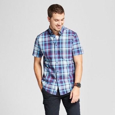Men's Short Sleeve Standard Fit Poplin Button-Down Shirt - Goodfellow & Co™ | Target