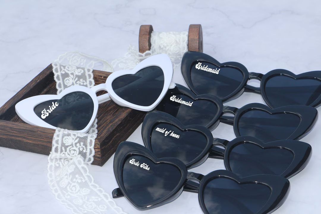 Personalised Heart Shaped Sunglasses,wedding Party Gifts,hen Party Gift,girlfriend Gift,bridal Pa... | Etsy (US)