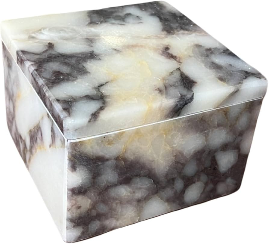 Natural Marble Ring Jewelry Box Cotton Swab Storage Box with Lid Storage Box (Calacatta Violet) | Amazon (US)