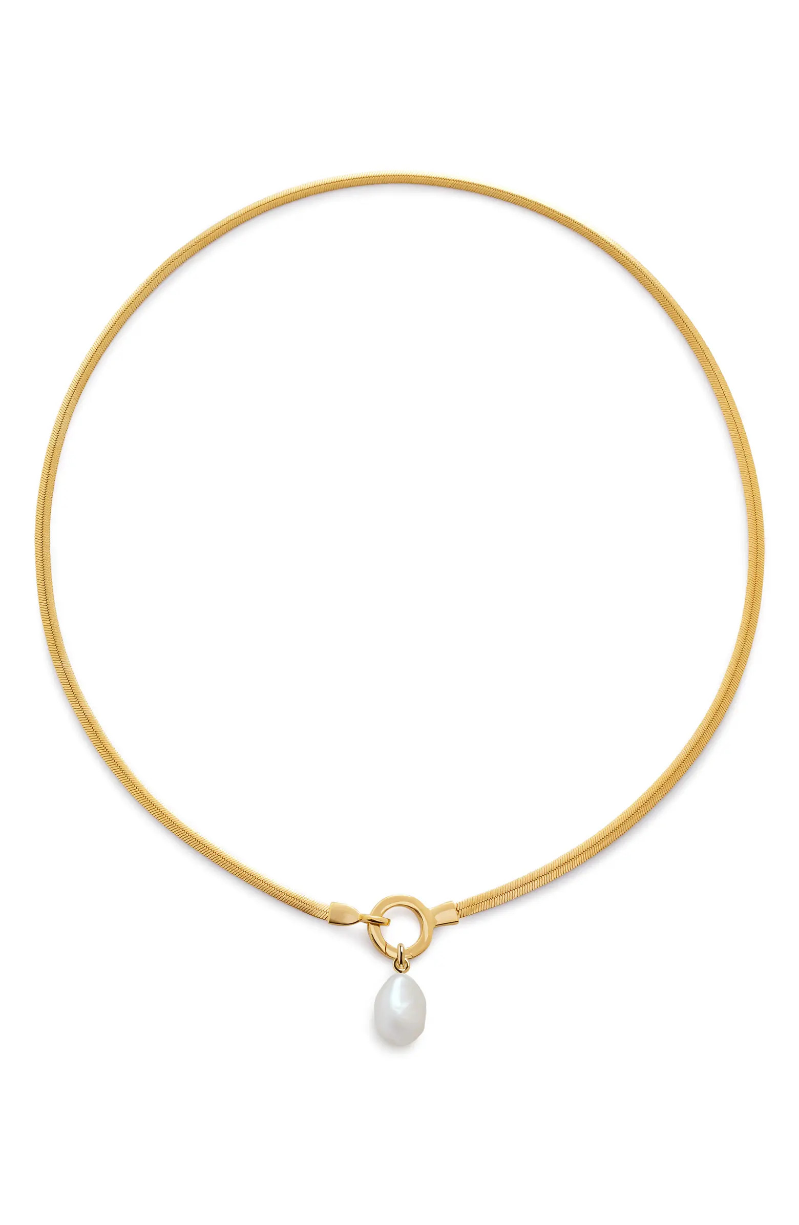 Monica Vinader Nura Pearl Pendant Snake Chain Necklace | Nordstrom | Nordstrom