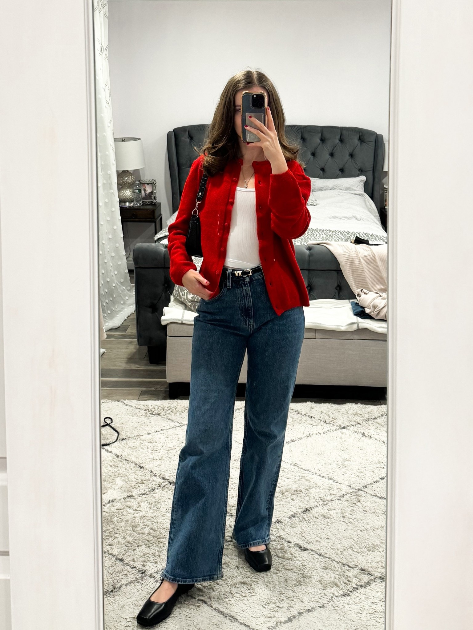 Cozy yet polished outfit idea with a red cardigan, white tank, straight leg jeans, ballet flats, belt & shoulder bag — my go-to casual winter outfit that’s perfect for coffee dates, weekend errands, or a relaxed date night look that actually feels effortless and chic with classic denim & flats.
.
.
.
.
.
#LTKGiftGuide #LTKHoliday #LTKgrwm #LTKootd #LTKSeasonal #LTKU #LTKSaleAlert #LTKFindsUnder50 #LTKFindsUnder100 #LTKworkwear #LTKTravel

Cardigan sweater | cardigan and jeans | cardigan outfit | jeans outfits | casual outfits | flats with jeans | ballet flats | Mary Jane ballet flats | tops with jeans | holiday outfits | holiday inspo | winter outfits | outfit inspo | outfit ideas | 
