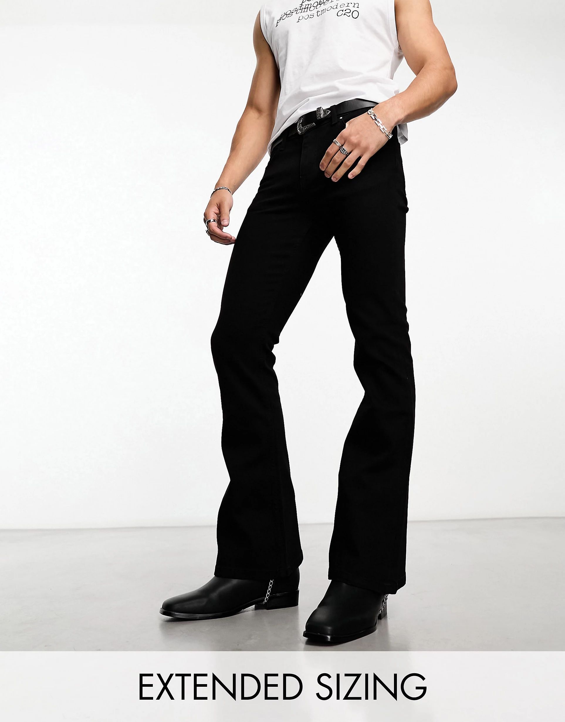 ASOS DESIGN stretch flare jeans in black | ASOS (Global)