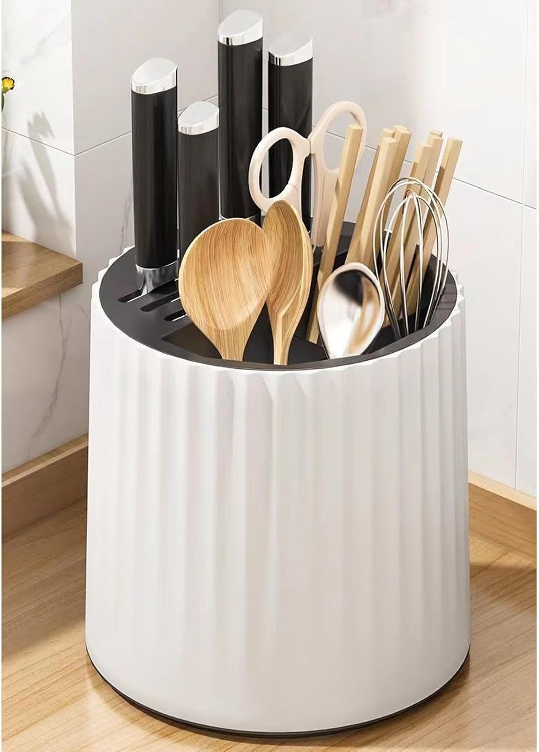 360 Degree Rotating Knives Holder for Kitchen Counter, Multifunctional Plastic Kitchen Utensil Ho... | Amazon (US)