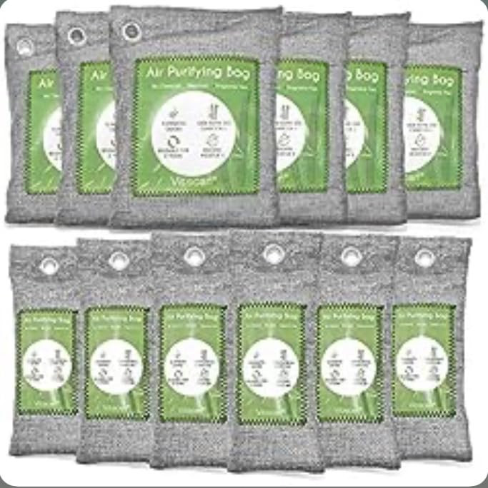 Amazon.com: 12 Pack Bamboo Air Purifying Bag, Activated Charcoal Bags Odor Absorber, Moisture Abs... | Amazon (US)