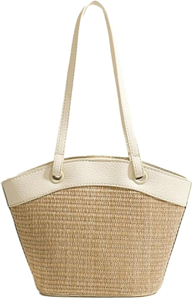 Straw Woven Bag Women's Beach Tote Bag Versatile Straw Shoulder Bag Handbag for Vacation Travel | Amazon (US)