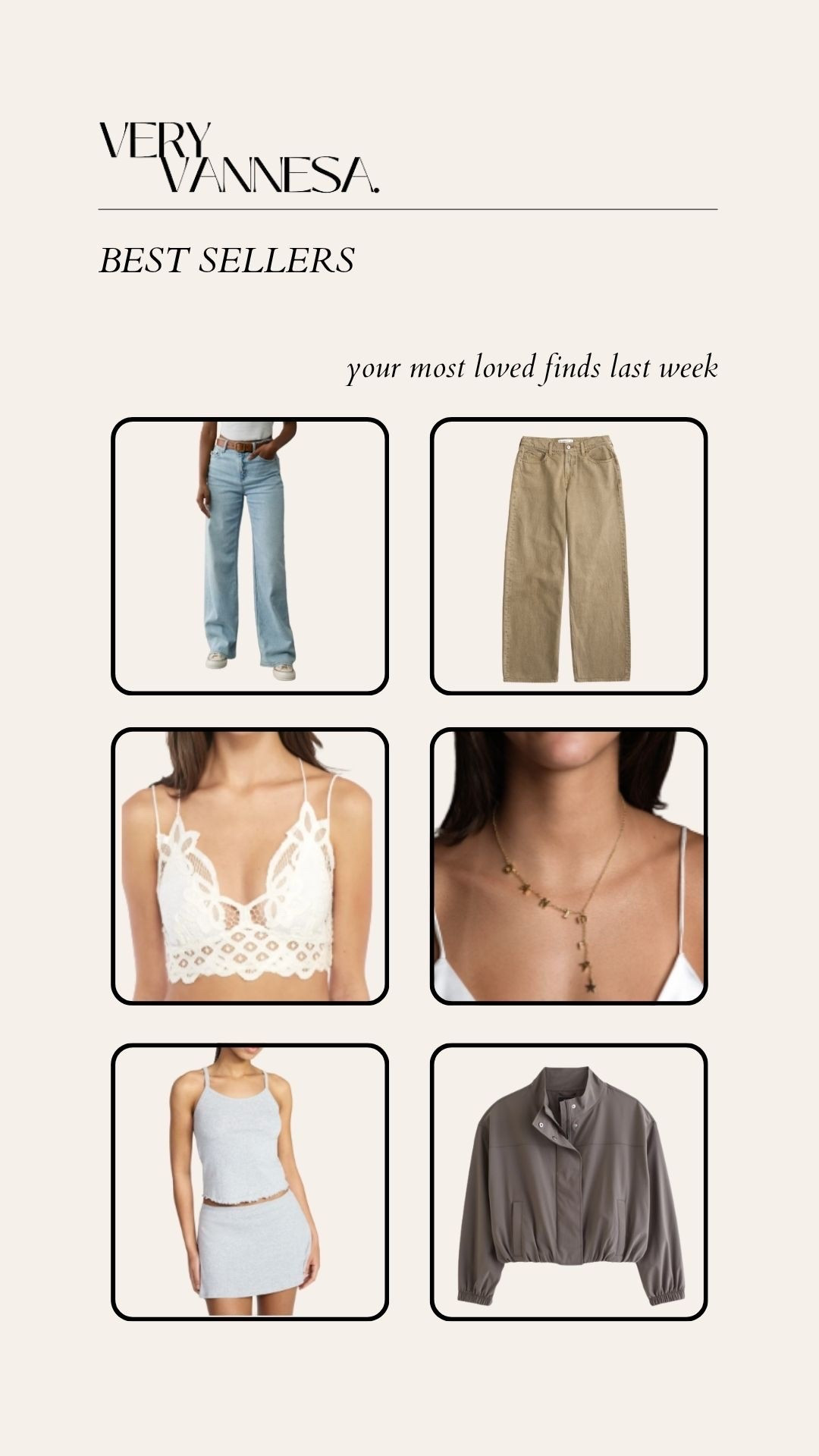 Your faves last week 
American Eagle jeans 
Abercrombie baggy jeans 
Lace bralette 
Name necklace 
Grey skirt set 
Active jacket

#LTKootd #LTKActive #LTKSaleAlert