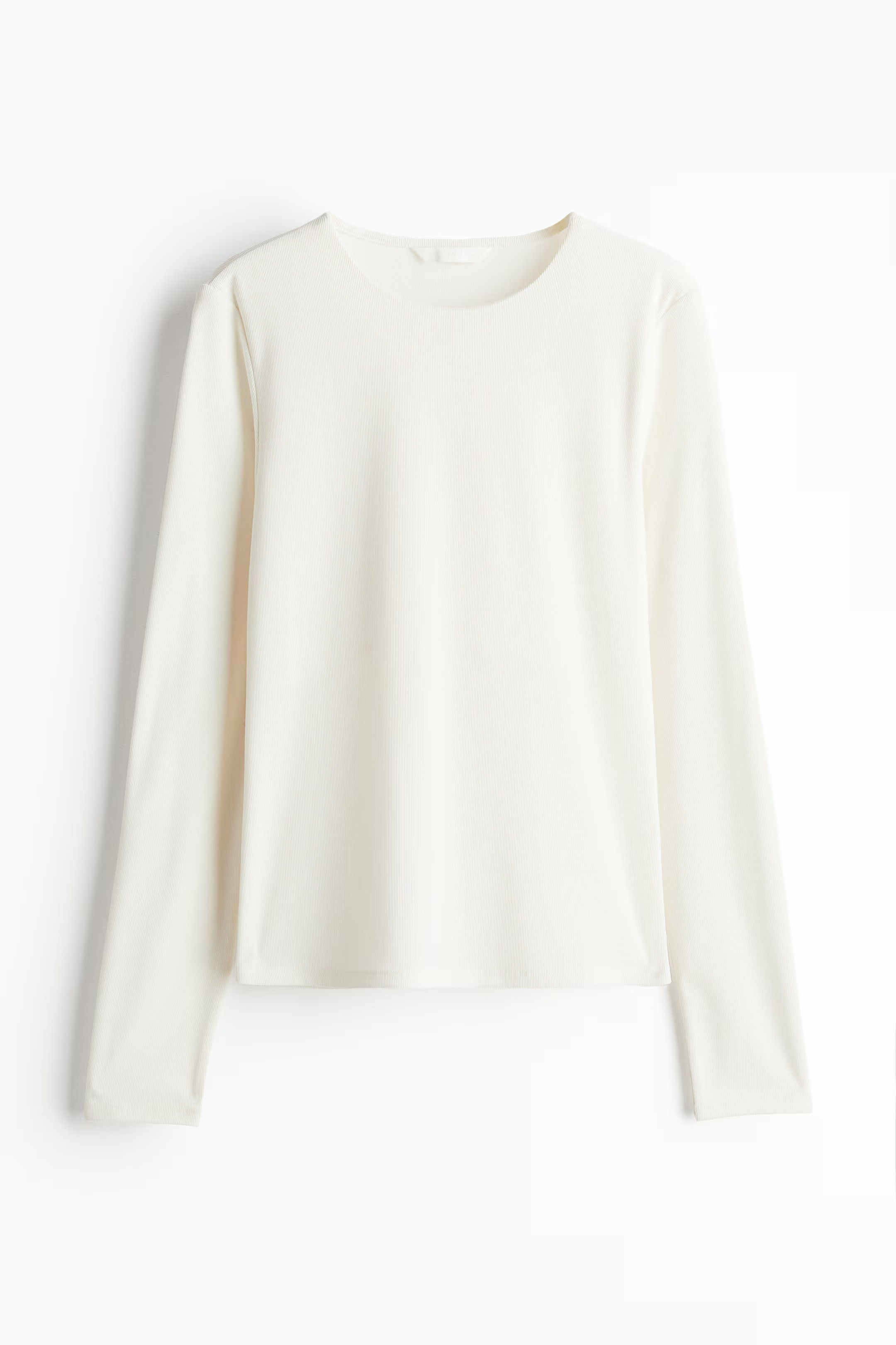 Jersey Top - Round Neck - Long sleeve - White - Ladies | H&M US | H&M (US + CA)