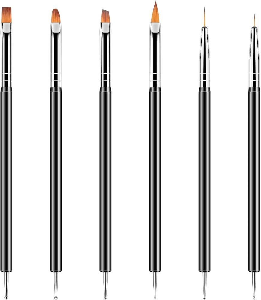 Artdone Nail Dotting Tools 6PCS Double-ended Nail Art Brushes Kit Nail Art Gel Polish Liner Brush... | Amazon (US)