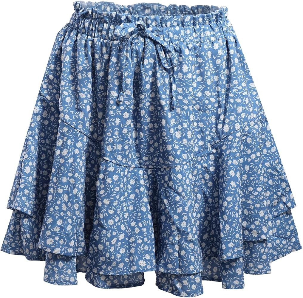 Shorts for Women Casual Flowy Mini Skirts Ruffle Boho Floral Skorts Running Tennis Butterfly Chif... | Amazon (US)