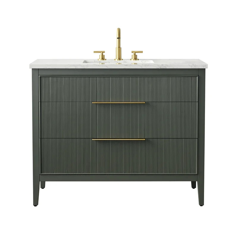 Egremt 42'' Single Bathroom Vanity with Engineered Stone Top | Wayfair North America